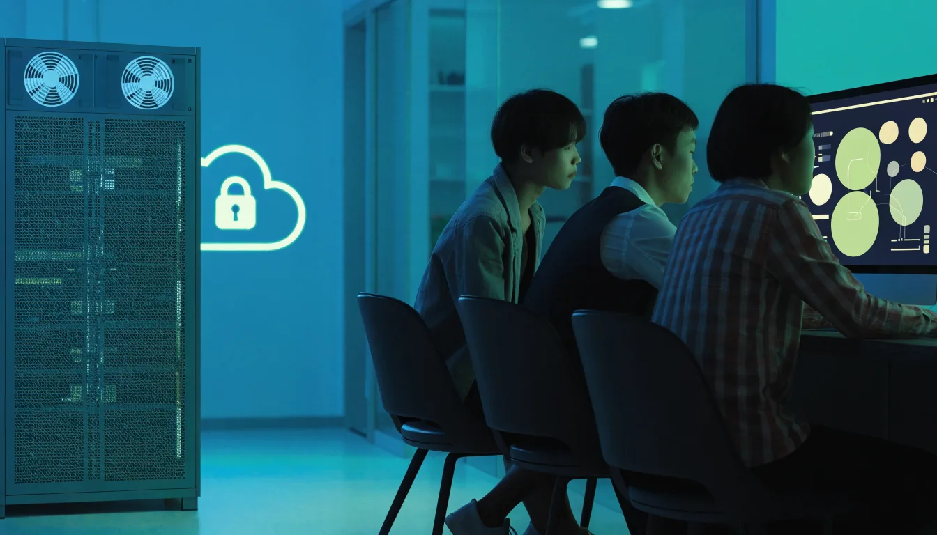 Đội ngũ kỹ thuật kiểm tra hạ tầng website học trực tuyến