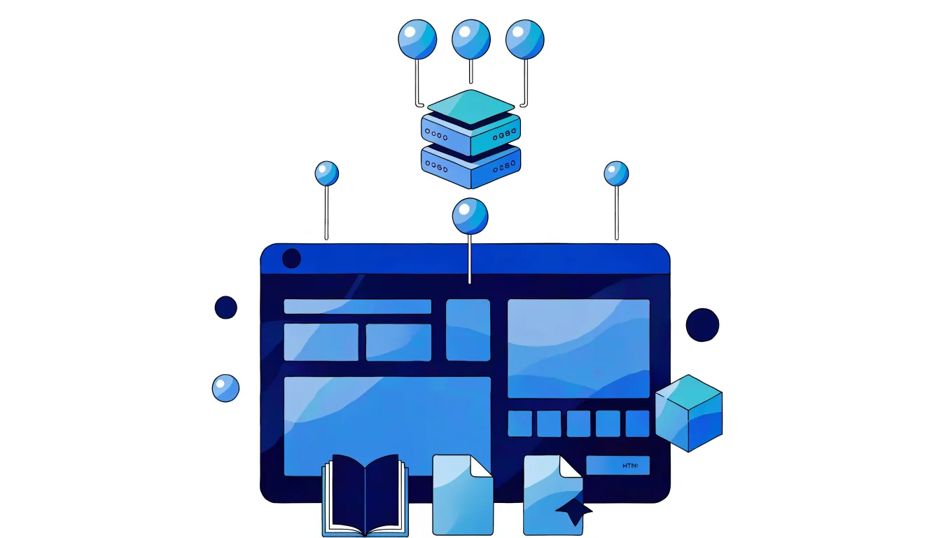Minh họa website tĩnh gồm trình duyệt, máy chủ và các tệp web