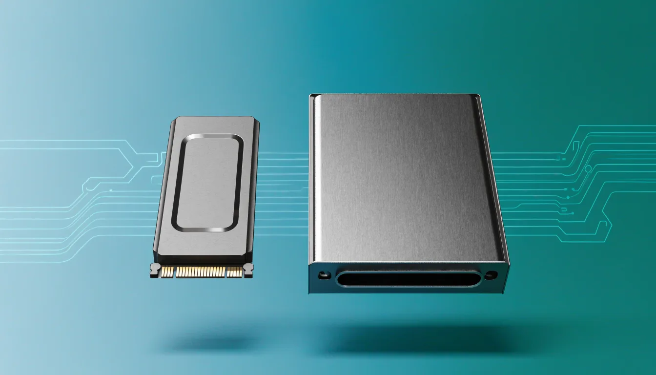 Minh họa ổ NVMe dạng M.2 và SSD SATA đặt cạnh nhau