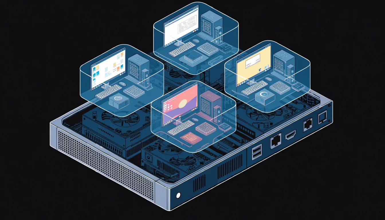 Minh họa máy chủ vật lý tạo nhiều máy ảo KVM độc lập