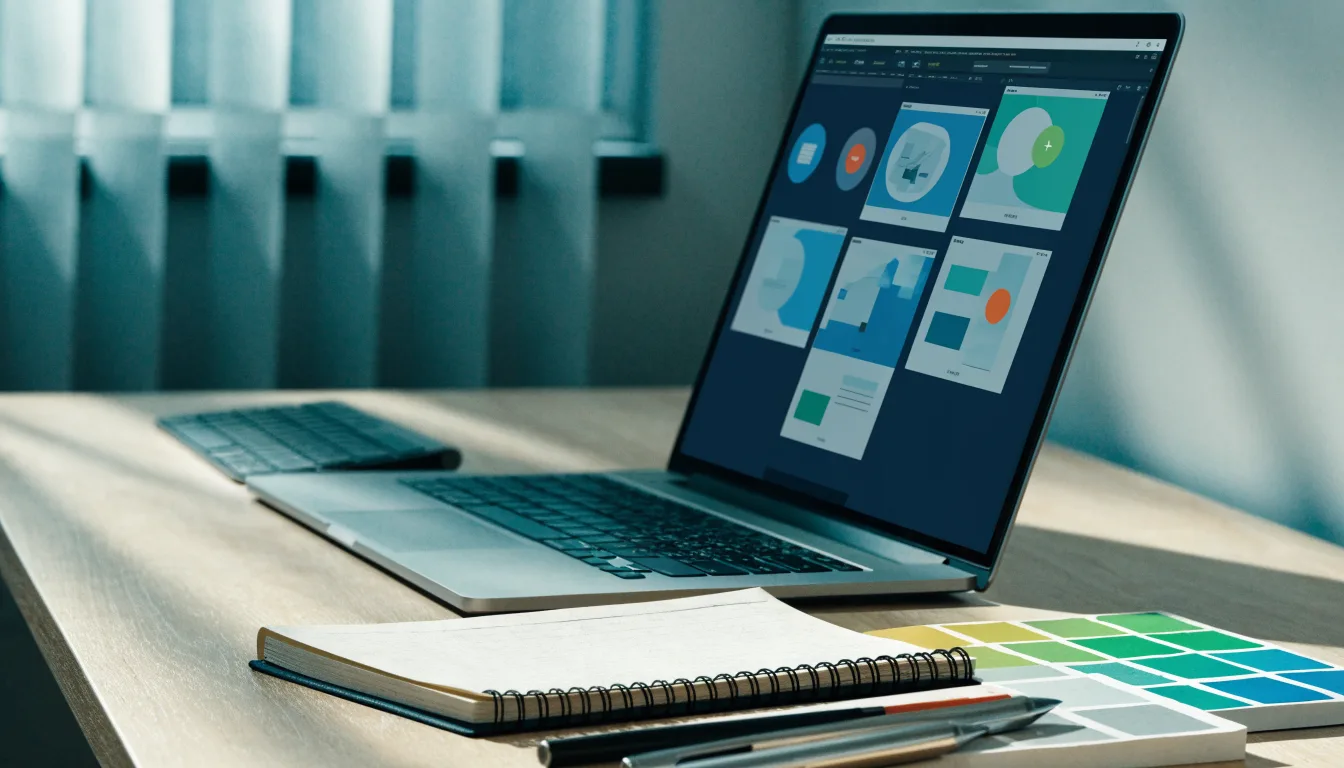 Góc làm việc với laptop minh họa website có nhiều phiên bản ngôn ngữ